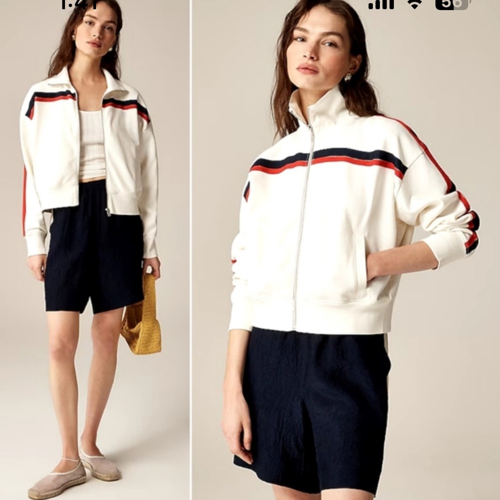 J. Crew Terry Full Zip Track Jacket - small